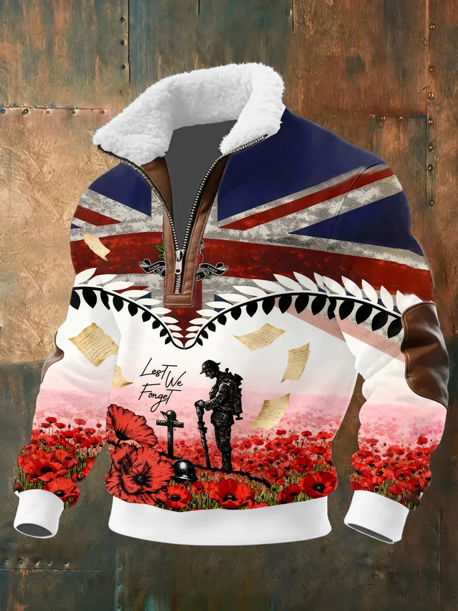 Lest We Forget Quarter Zip Sweatshirt Memorial Tribute Clothing Gift For Patriotic Fathers - Foxy23shop