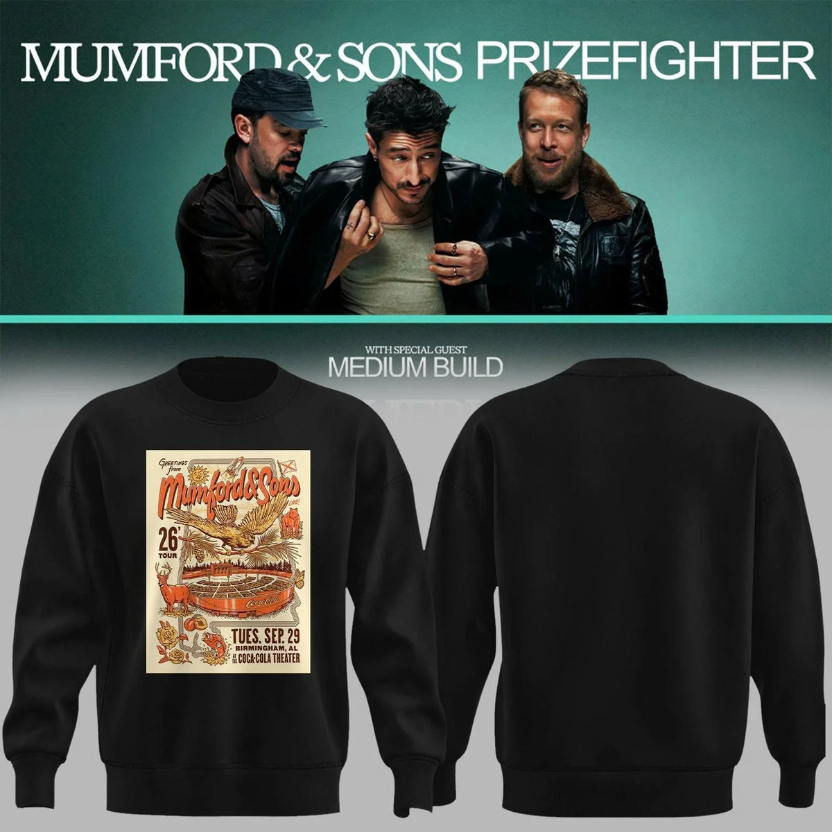 Mumford And Sons Merch Prizefighter Tour 2026 Black Sweatshirt Gift Idea For Music Lover - Foxy23shop
