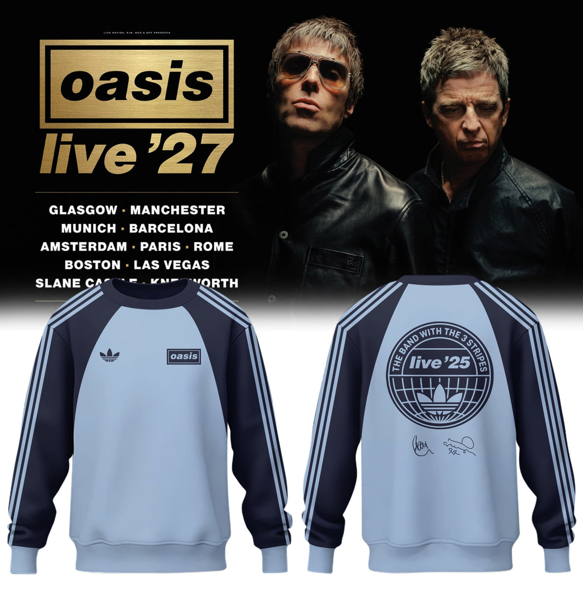 Oasis Merch Live 27 World Tour Signature Sweatshirt Gifts Idea For Oasis Fans - Foxy23shop