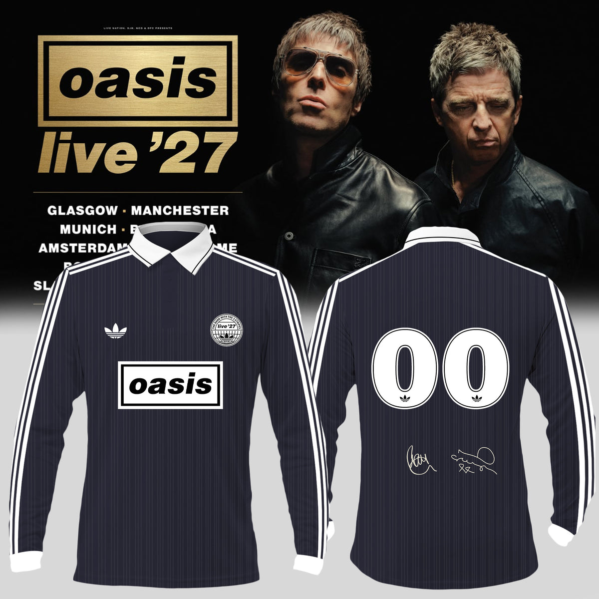 Personalized Oasis Store TZ Merch Oasis Live 27 World Tour Polo Long Sleeve Shirt Rock Fan Gift - Foxy23shop