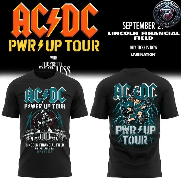 AC DC x Philadelphia Merch Power Up Tour 2026 Black T-Shirt Presents For ACDC Fans - Foxy23shop