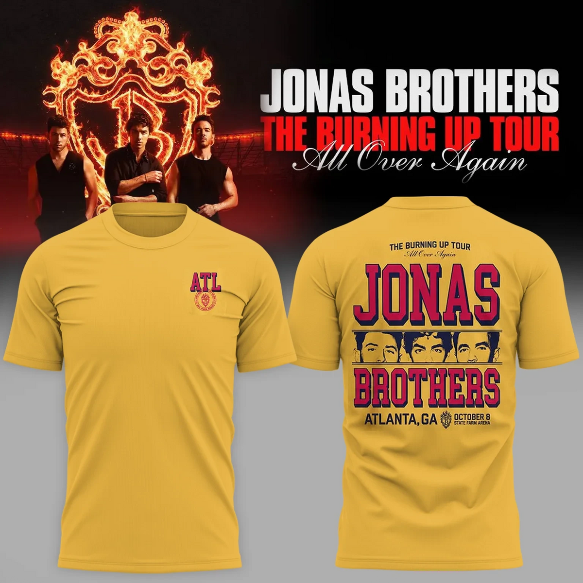 Jonas Brothers Merch The Burning Up Tour All Ove Again Signature Shirt Unique Gifts For Fan - Foxy23shop