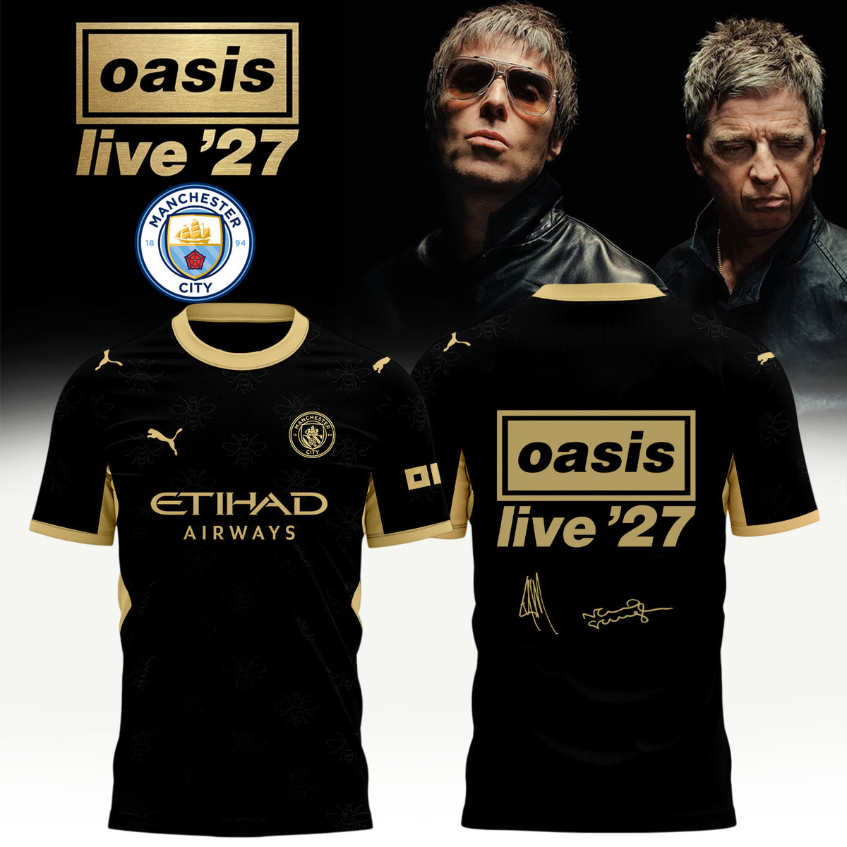 Oasis Merch Live 27 World Tour Signature T-Shirt Oasis Clothing Music Fans Gifts - Foxy23shop