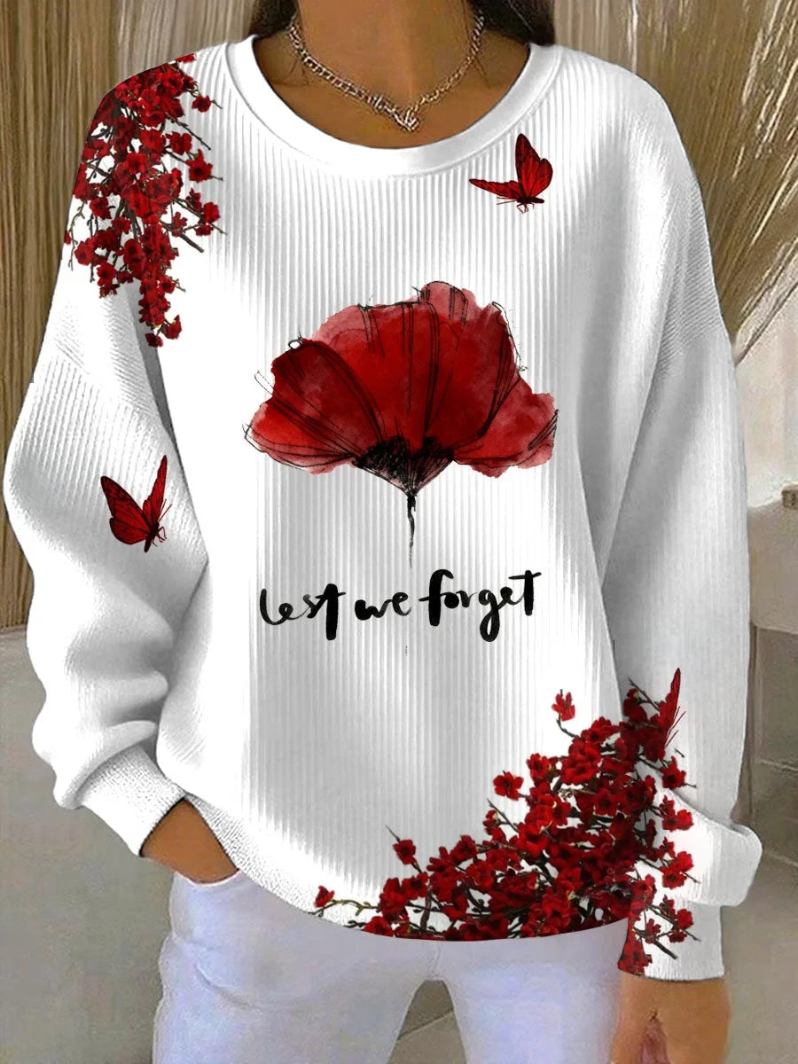 Lest We Forget Sweatshirt Poppy Remembrance Memorial Clothing Gift For Moms - Foxy23shop