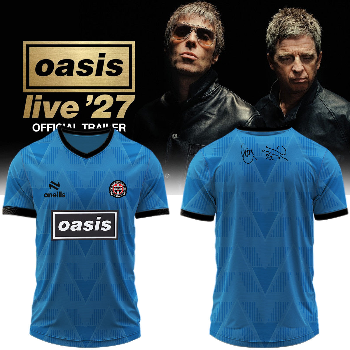 Oasis Merch Live 27 World Tour V-Neck Shirt Best Gifts For Oasis Lover - Foxy23shop