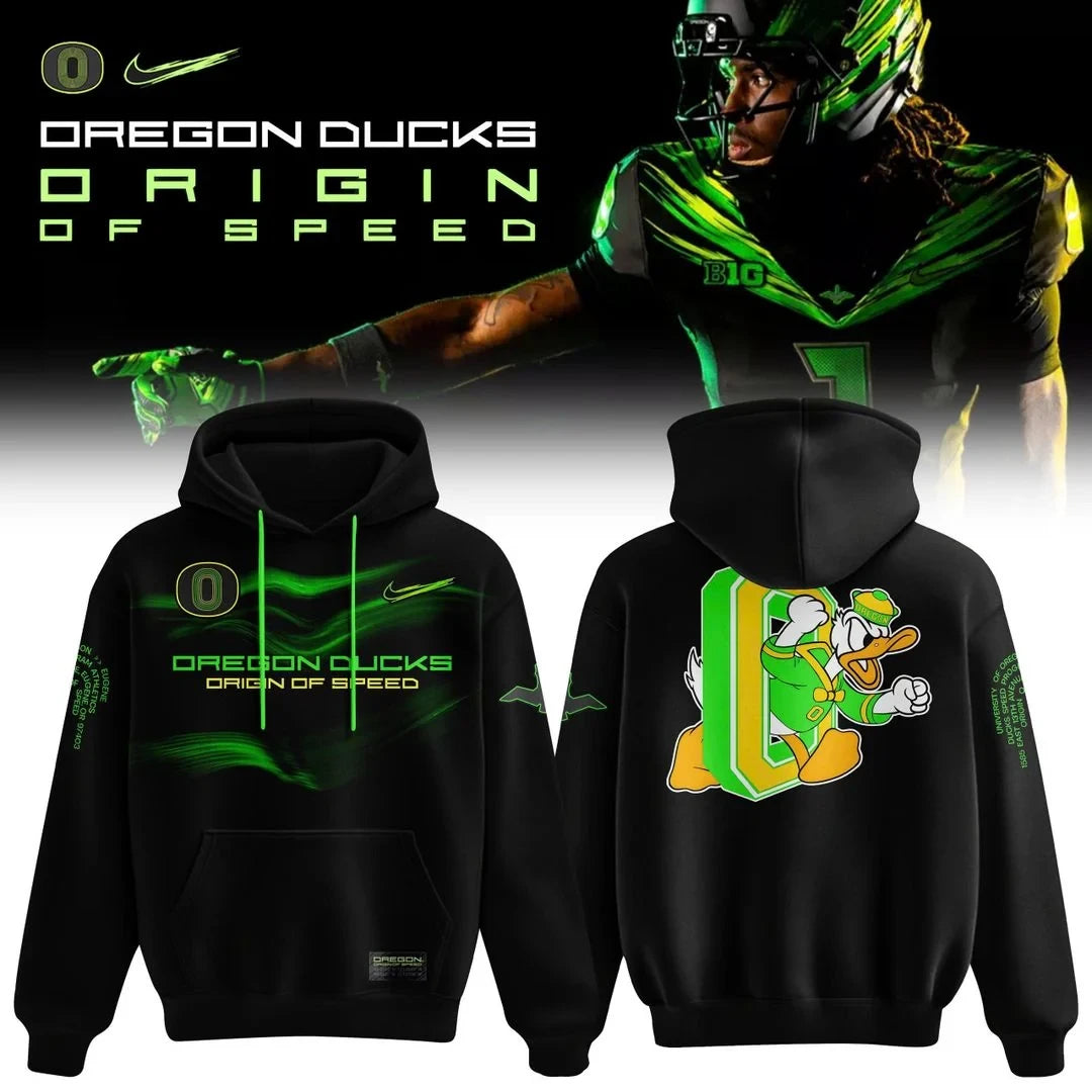 Oregon Ducks Merch Origin Of Speed 2026 Black Hoodie Presents For Duck Fans - Foxy23shop