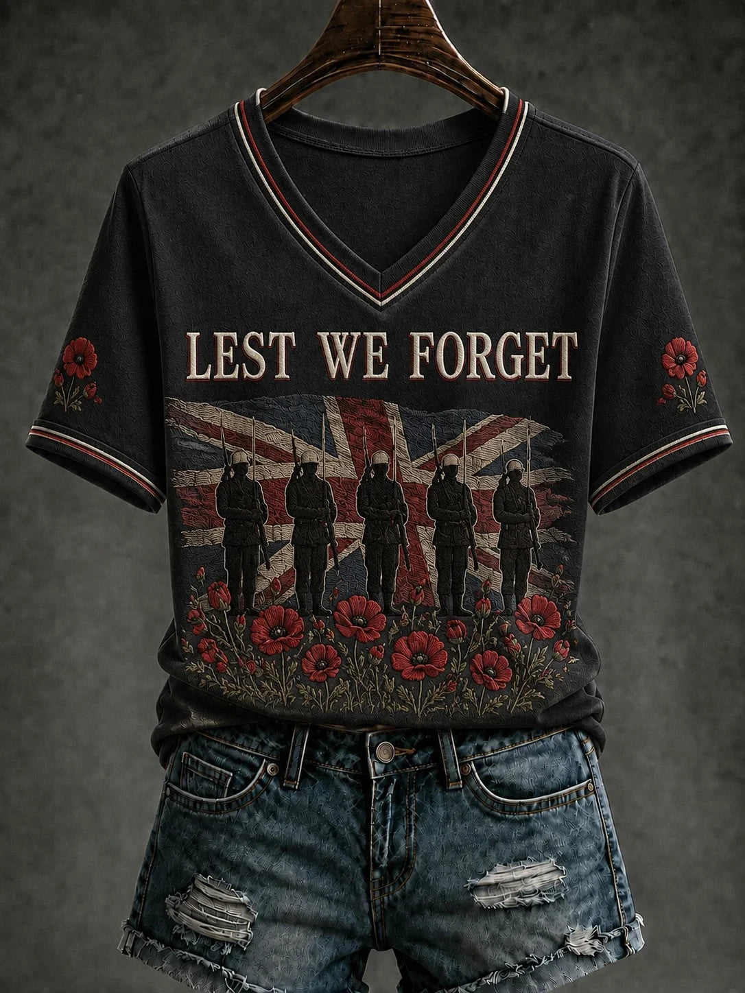 Lest We Forget V-Neck Shirt Remember The Fallen Apparel Gift For Moms - Foxy23shop