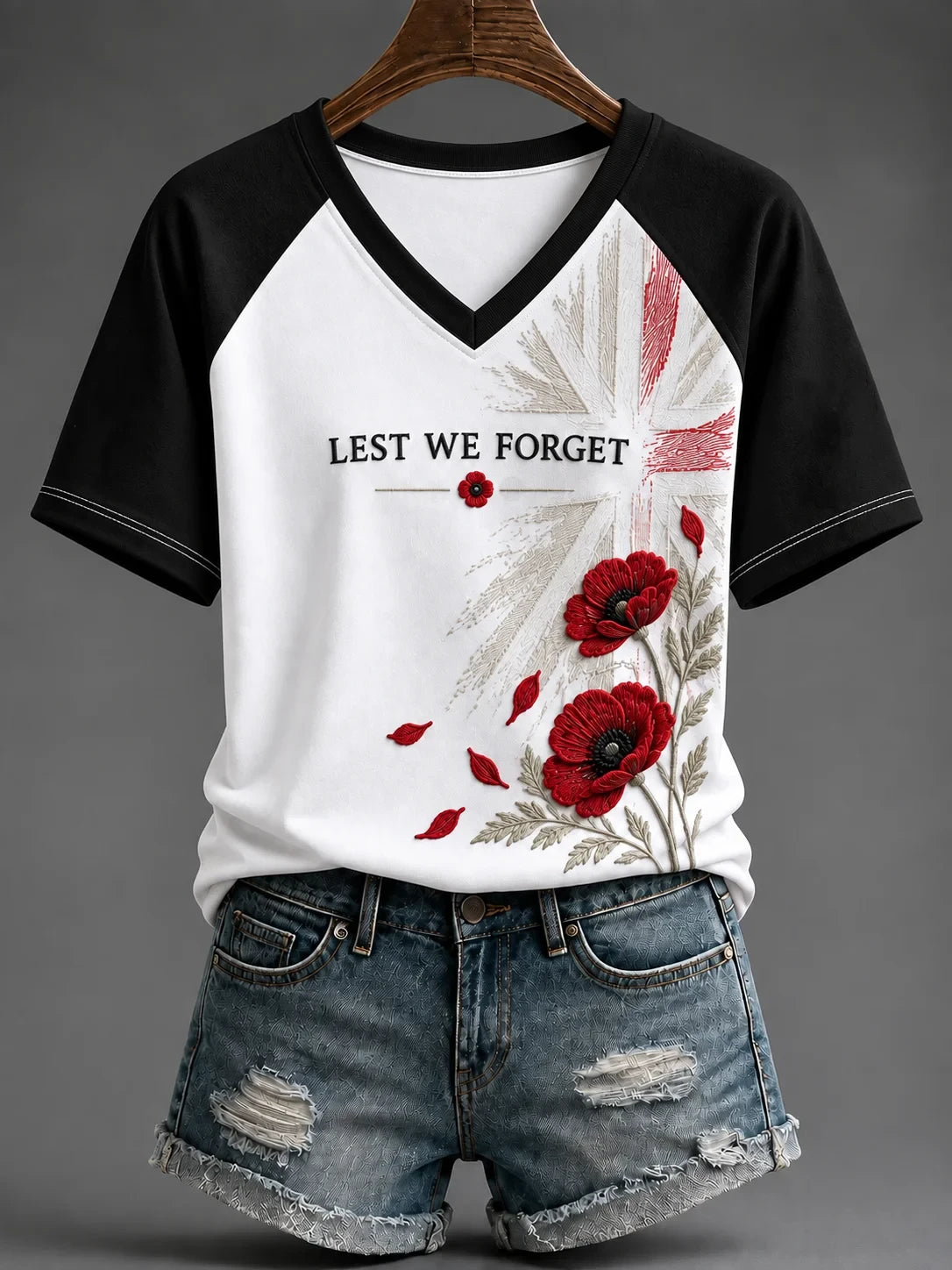 Lest We Forget V-Neck Shirt Honor Fallen Heroes Clothing Gift For Moms - Foxy23shop