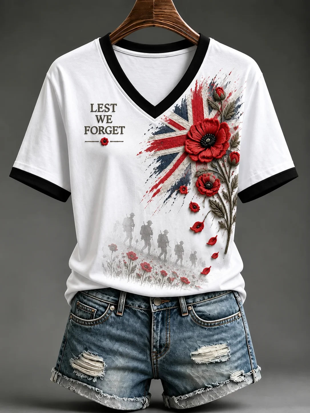 Lest We Forget V-Neck Shirt Lest We Forget Fallen Heroes Gift For Women - Foxy23shop