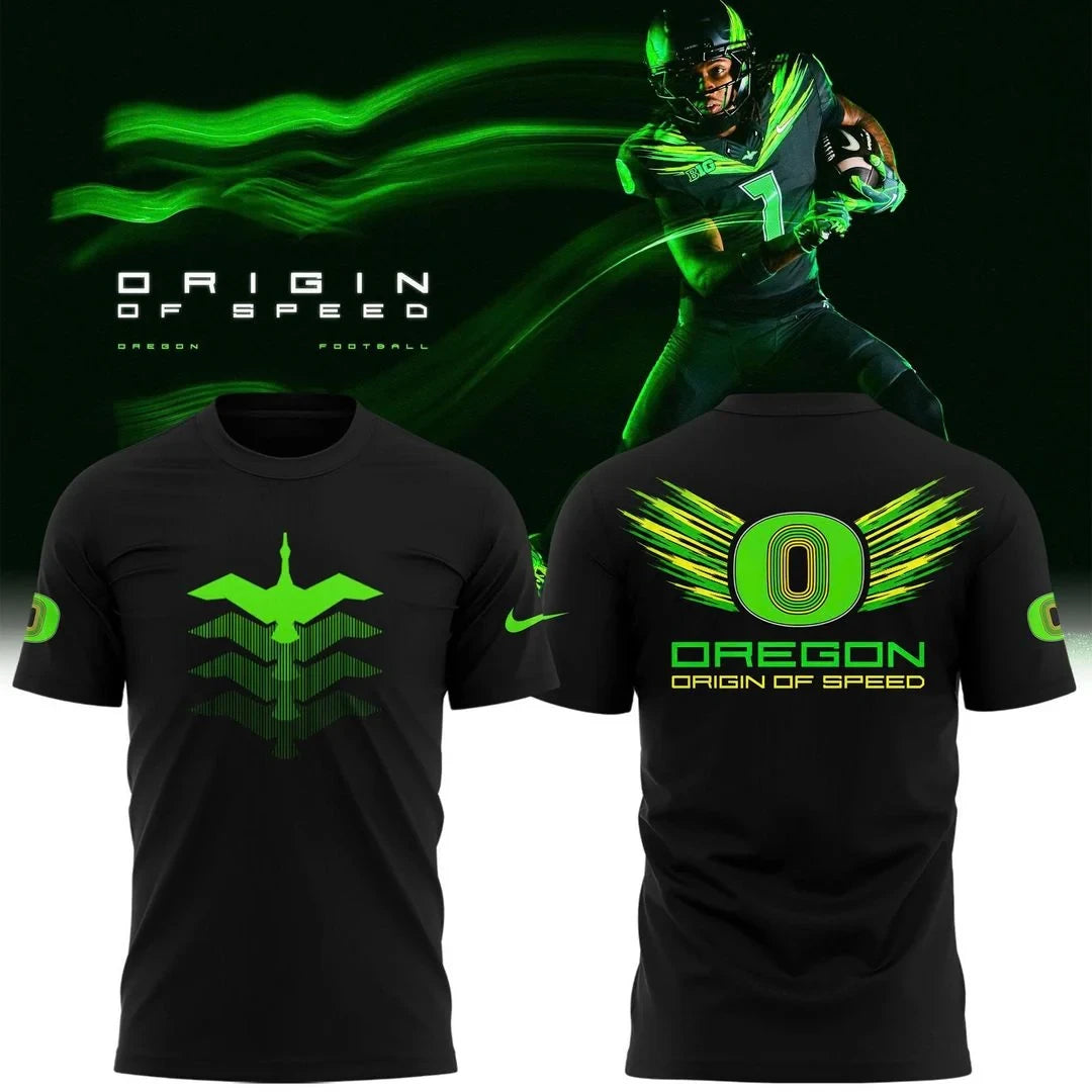 Oregon Ducks Merch Origin Of Speed 2026 Black T-Shirt Great Gifts For Duck Nation - Foxy23shop