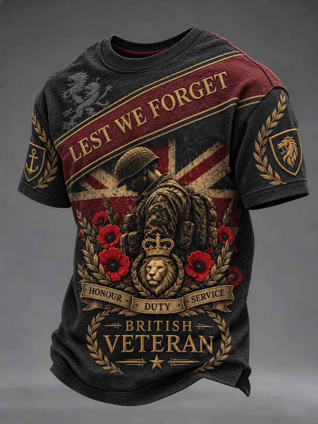 Lest We Forget T-Shirt Poppy Field Tribute Shirt Gift For Dads - Foxy23shop