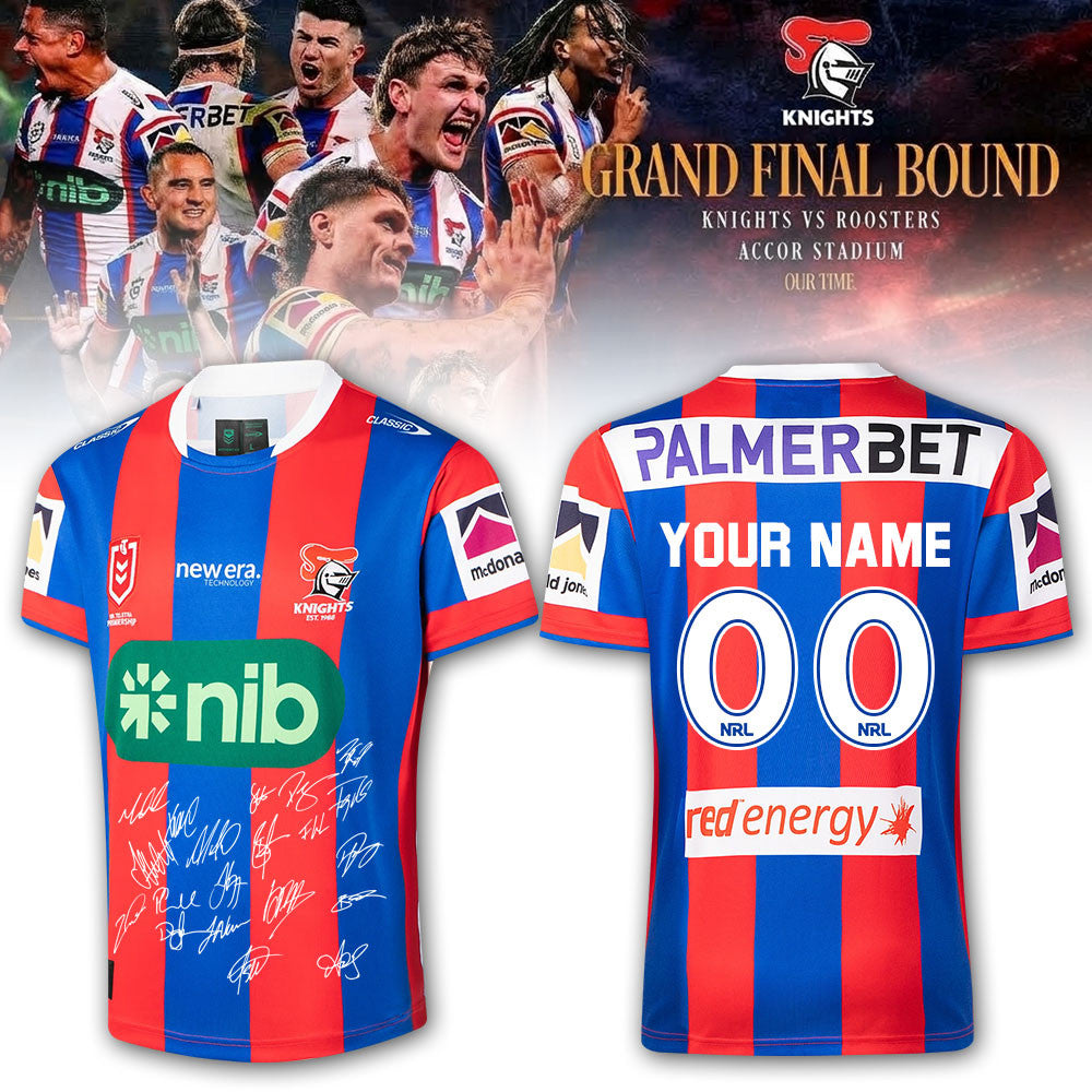 Custom Newcastle Knights 2026 NRL Premiers Squad Signed Jersey Best Gifts For Newcastle Knights Fans - Foxy23shop
