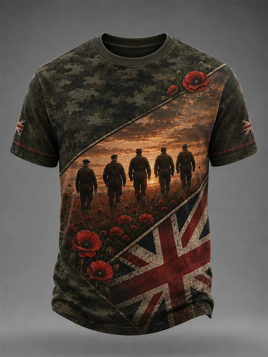 Lest We Forget T-Shirt British Veterans Memorial Clothes Gift For Him - Foxy23shop