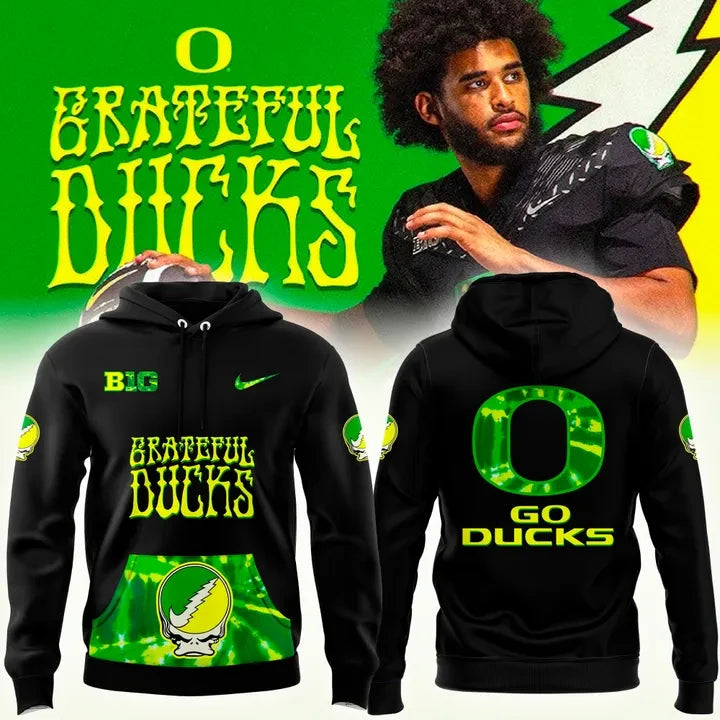 Oregon Ducks x Grateful Dead Merch Grateful Ducks Hoodie Gifts For Music Lovers - Foxy23shop