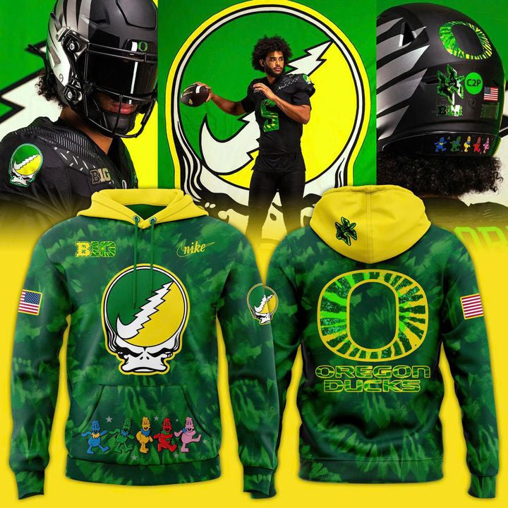 Oregon Ducks x Grateful Dead Merch Grateful Ducks Hoodie Rock Lovers Gifts - Foxy23shop