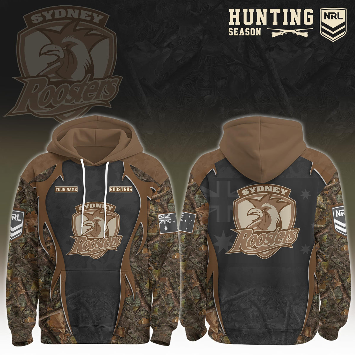 Custom Sydney Roosters NRL Hunting Season Hoodie Sydney Roosters Apparel Fan Gifts - Foxy23shop