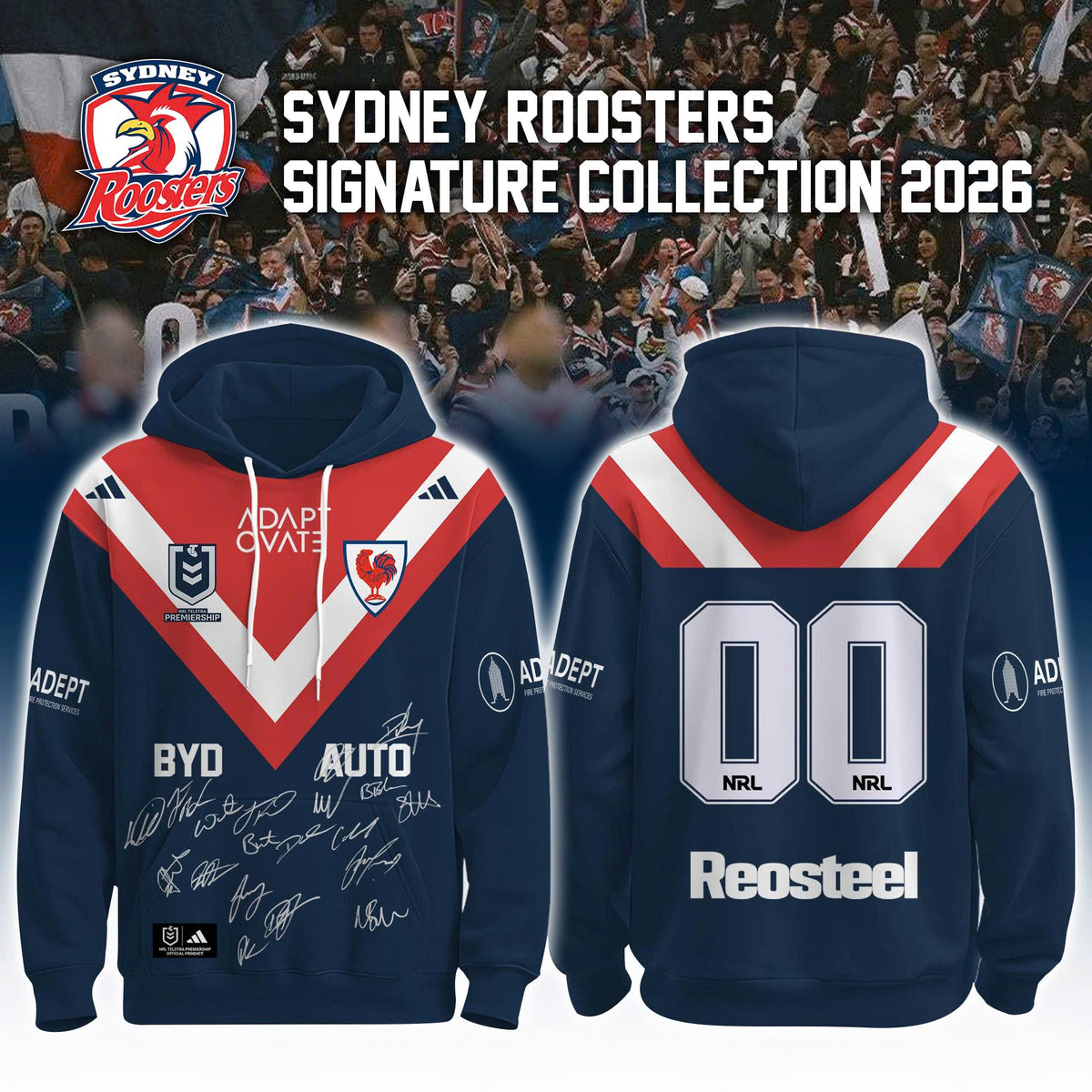 Personalized Sydney Roosters 2026 Signed Hoodie Sydney Roosters Hooded Sweatshirt - Foxy23shop