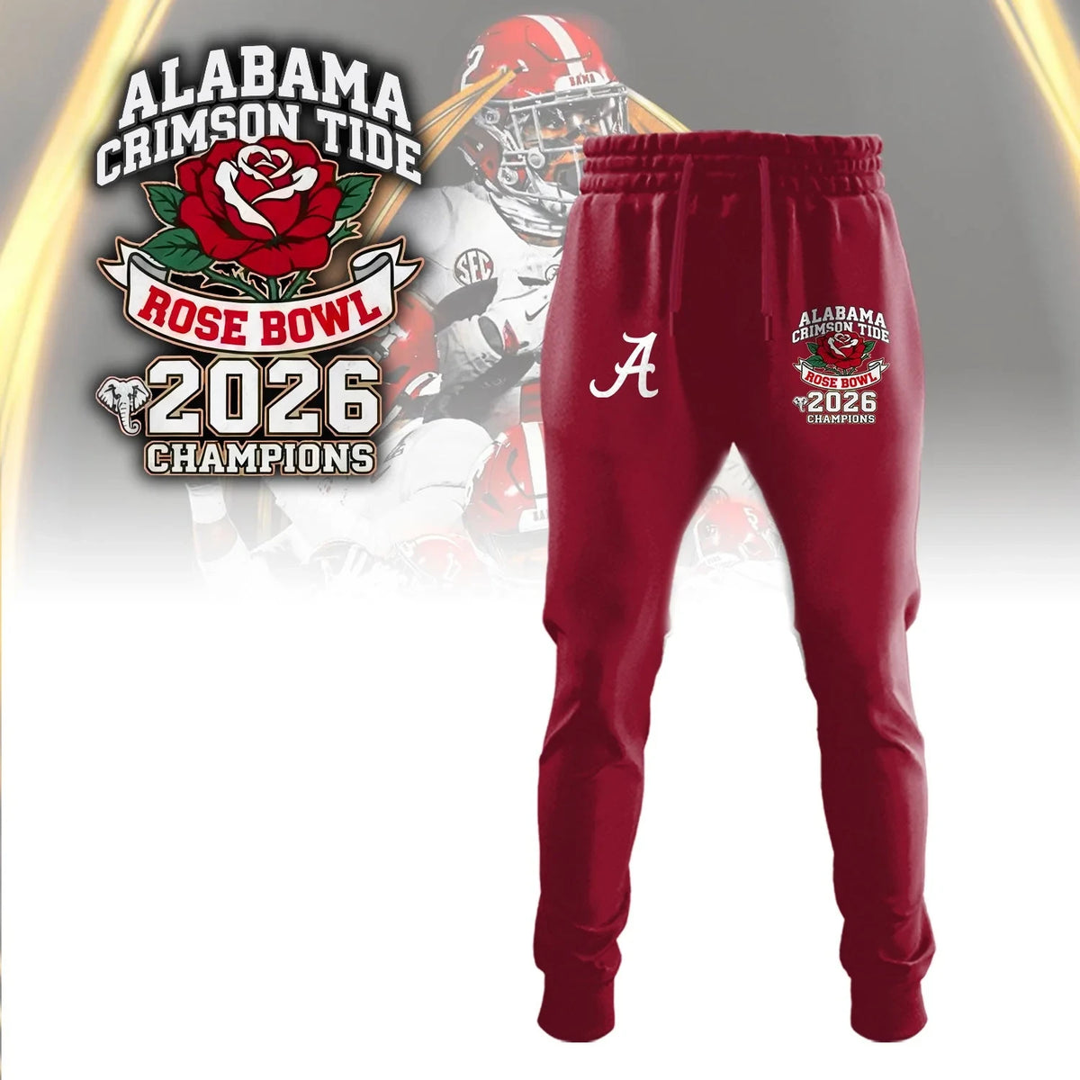 Alabama Crimson Tide 2026 Rose Bowl Champions Sweatpants Alabama Crimson Tide Clothing - Foxy23shop