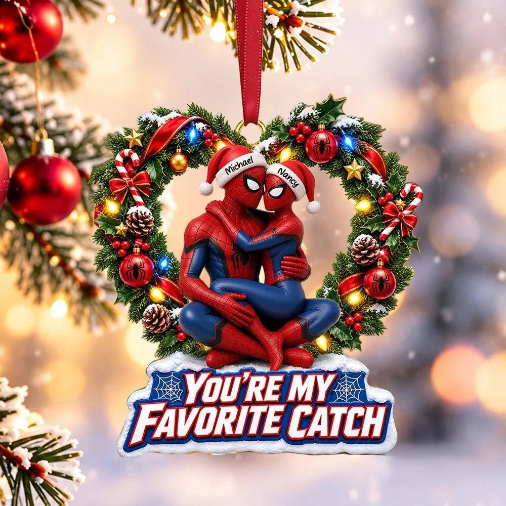 Spider Man Couple Christmas Ornament Best Xmas Tree Decor Gifts For Spider Man Fans - Foxy23shop