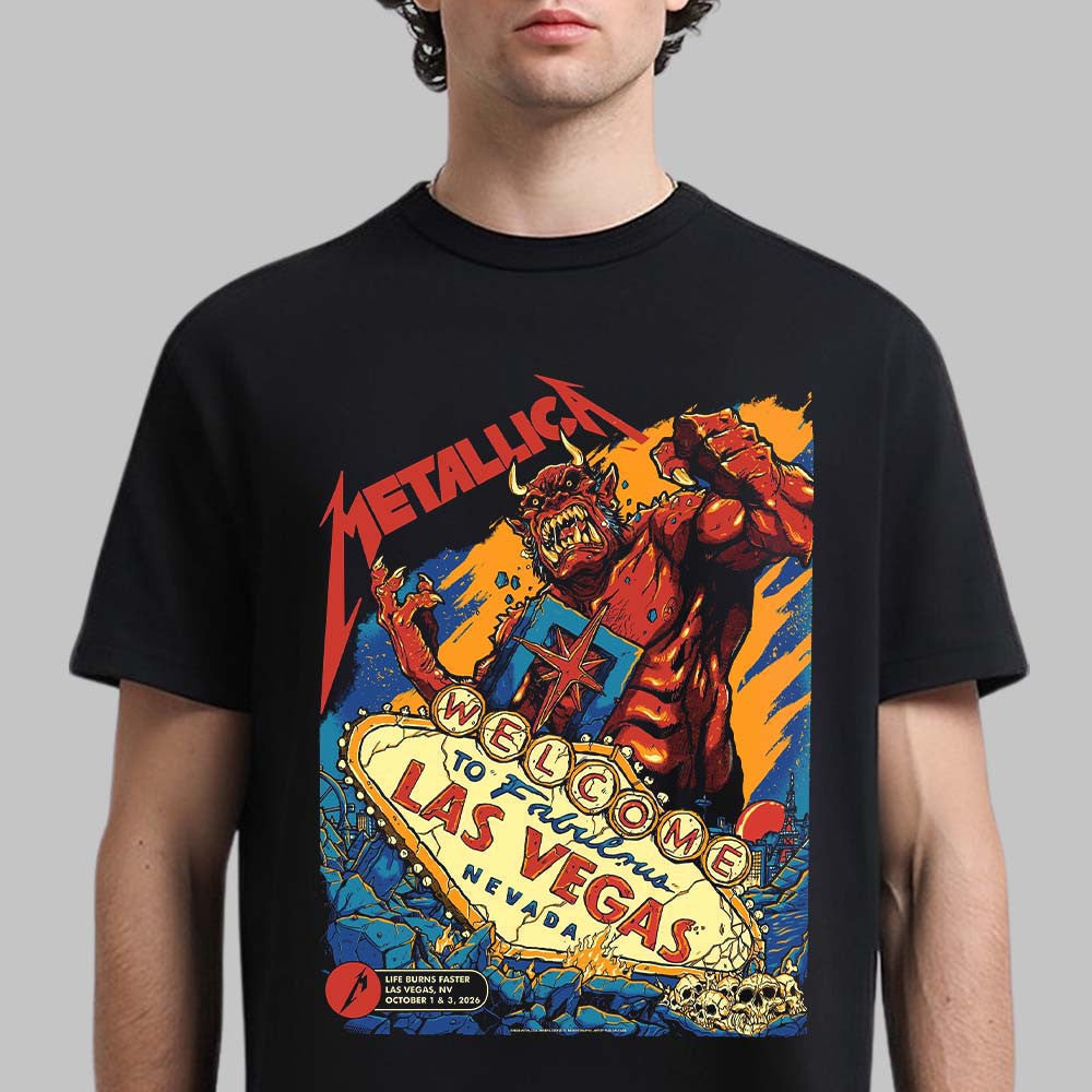 Metallica Life Burns Faster 2026 Las Vegas Pop Up Shop Week 1 Poster T-Shirt Gifts For Metallica Lovers - Foxy23shop