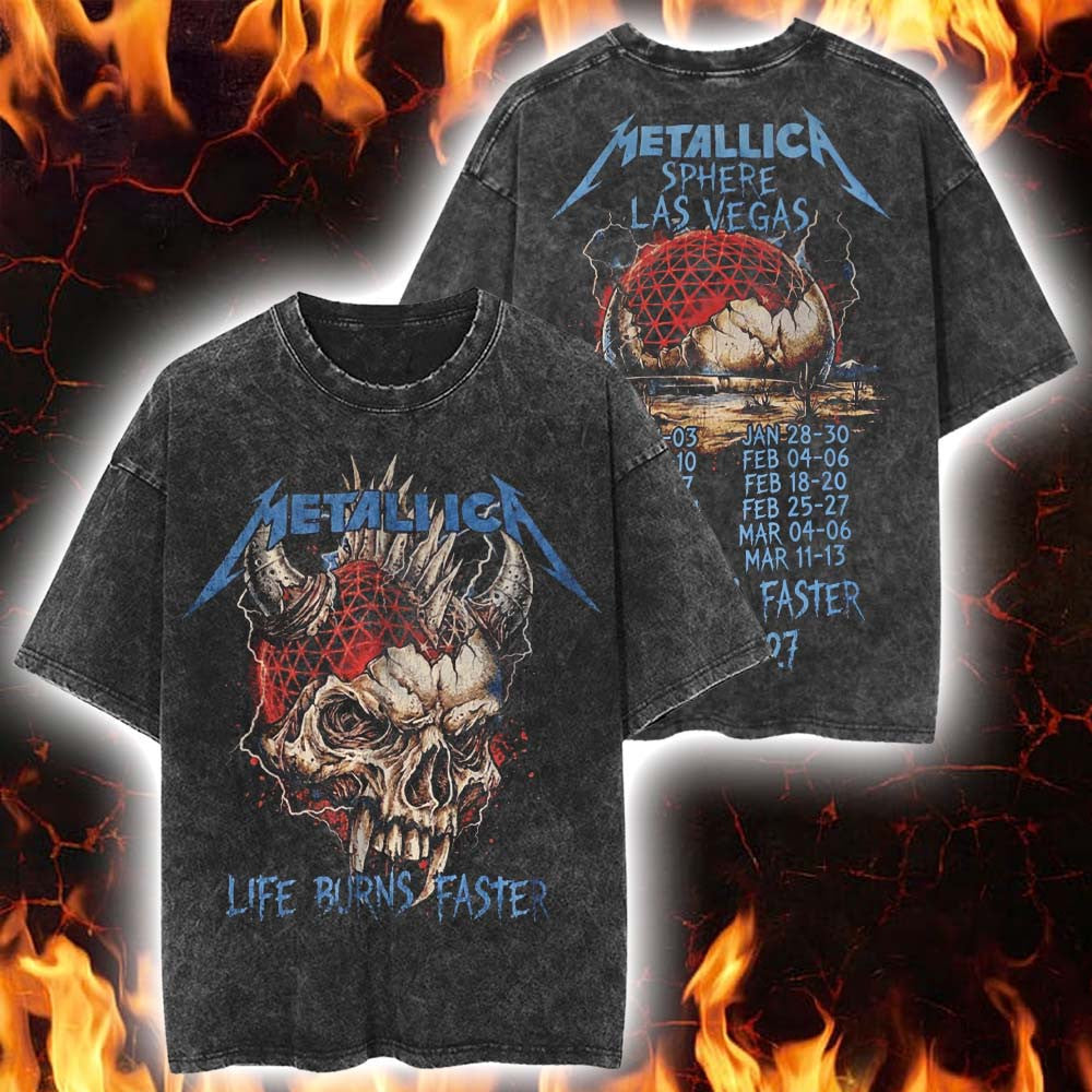 Metallica Life Burns Faster 2026 2027 Vintage T-Shirt Metallica Clothing Presents For Fans - Foxy23shop