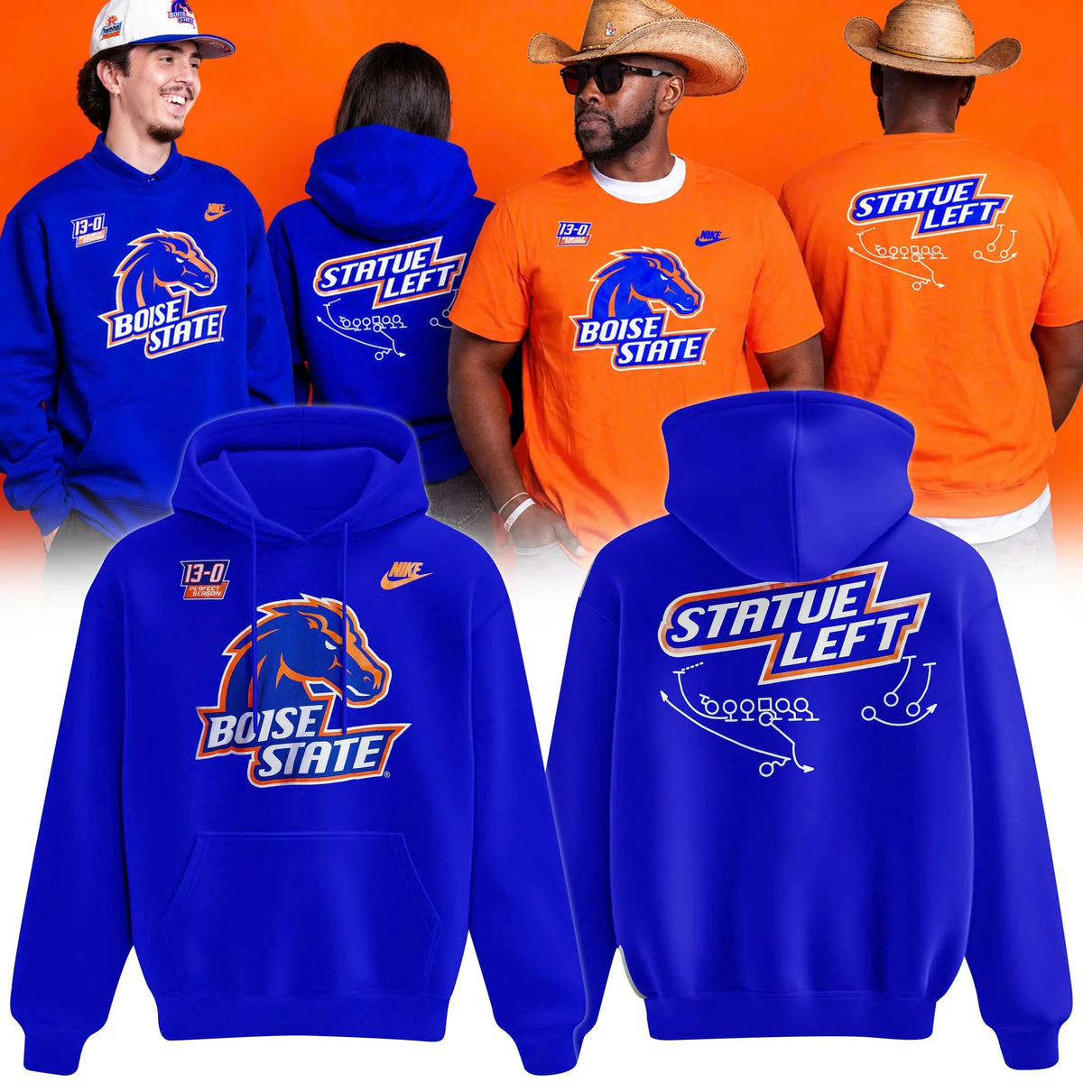 Boise State Broncos Merch Statue Left 20th Anniversary Fiesta Bowl Hoodie Unique Fan Gift - Foxy23shop
