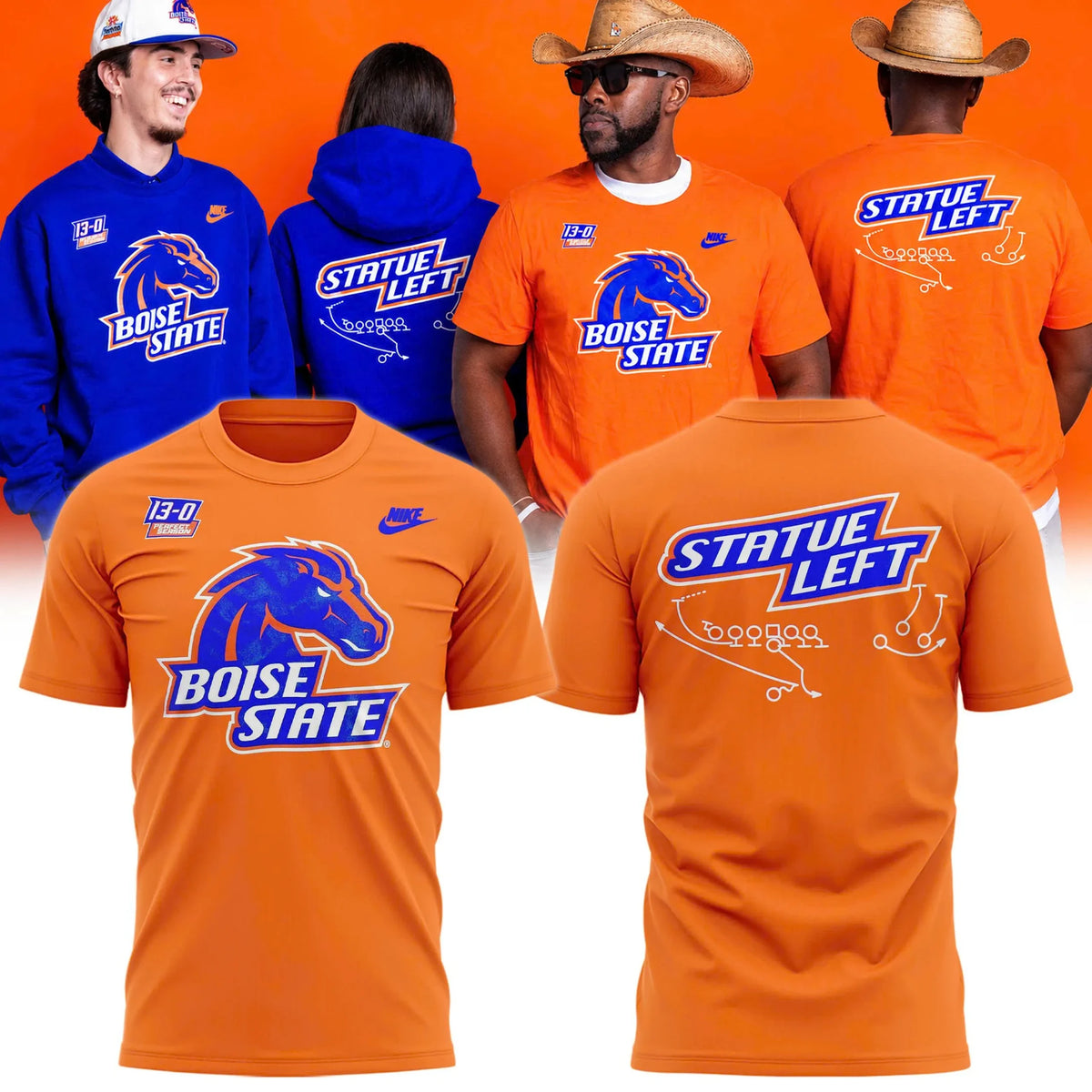 Boise State Broncos Merch Statue Left 20th Anniversary Fiesta Bowl Signed Shirt Fan Gifts - Foxy23shop