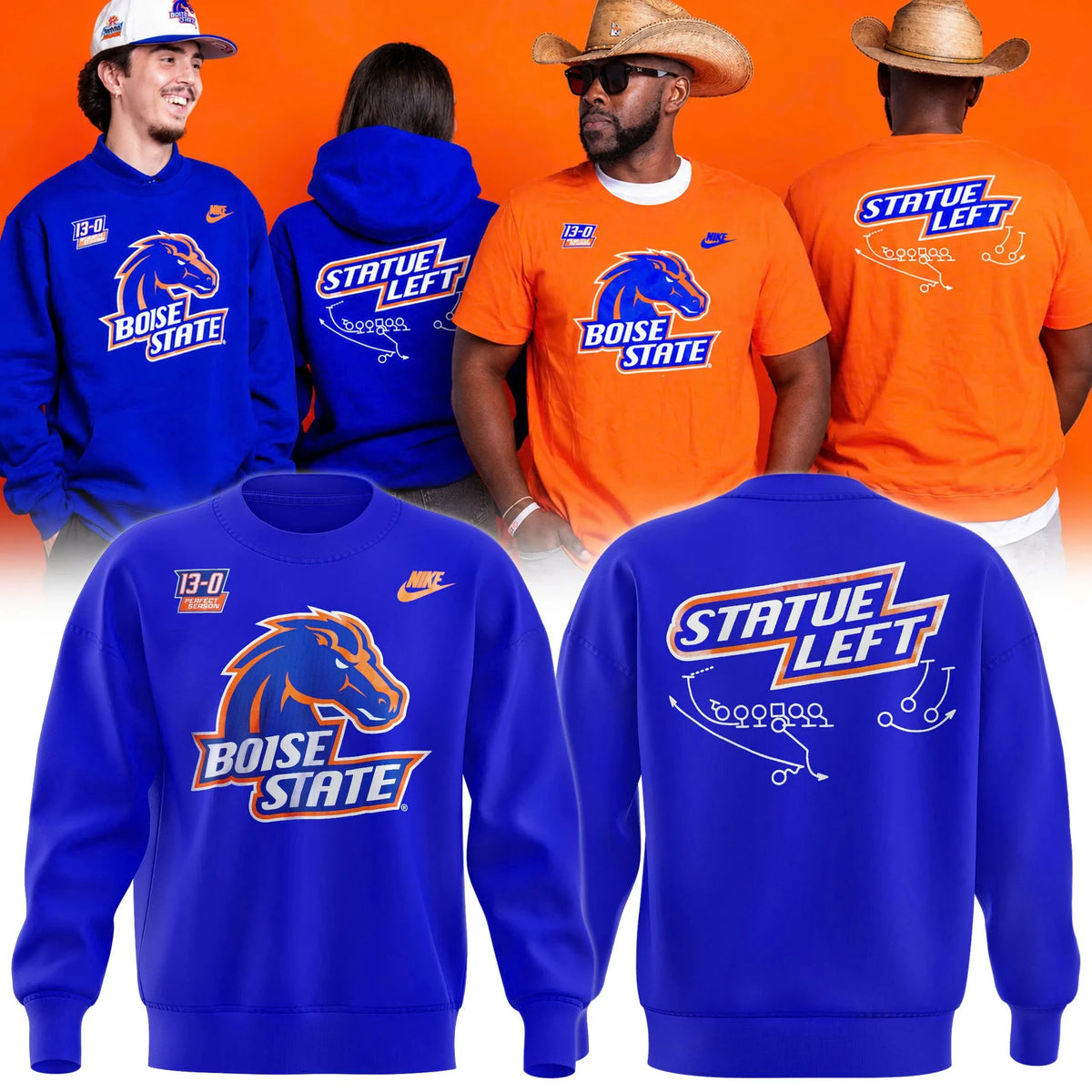 Boise State Broncos Merch Statue Left 20th Anniversary Fiesta Bowl Sweatshirt Football Lover Gift - Foxy23shop