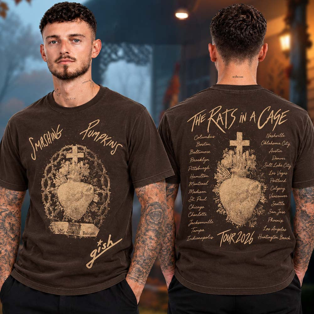 The Smashing Pumpkins Merch The Rast In A Cage Tour 2026 Gish Cross Heart Tour Dates T-Shirt Gifts For Fan - Foxy23shop