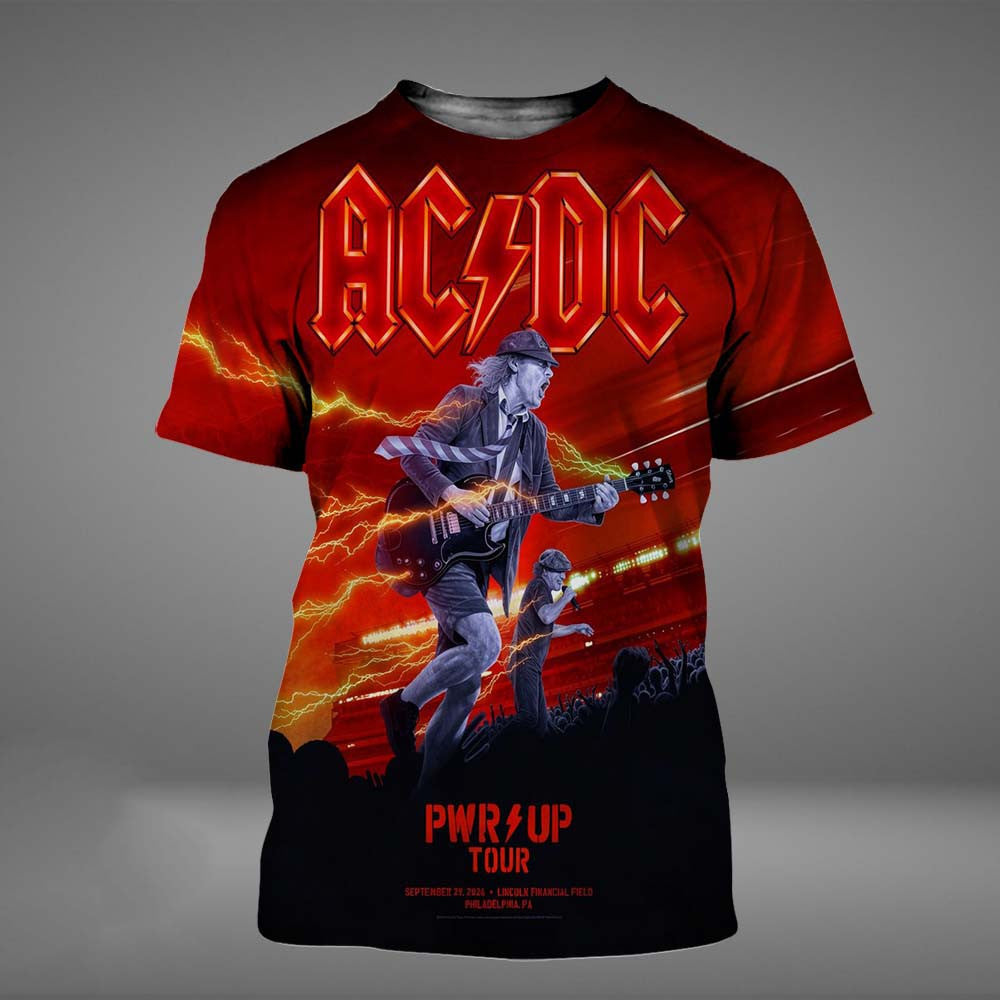ACDC Pwr Up Tour Philadelphia PA 2026 Event Poster T-Shirt AC DC Merch Rock Fan Gifts - Foxy23shop