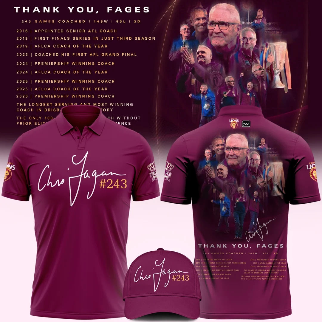 Brisbane Lions Merch Thank You Chris Fagan GOAT Tribute Polo Shirt Chris Fagan Lover Gifts - Foxy23shop