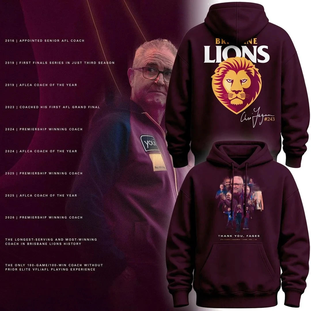 Brisbane Lions Merch Thank You Fages Signature Tribute Hoodie Brisbane Lions Apparel - Foxy23shop