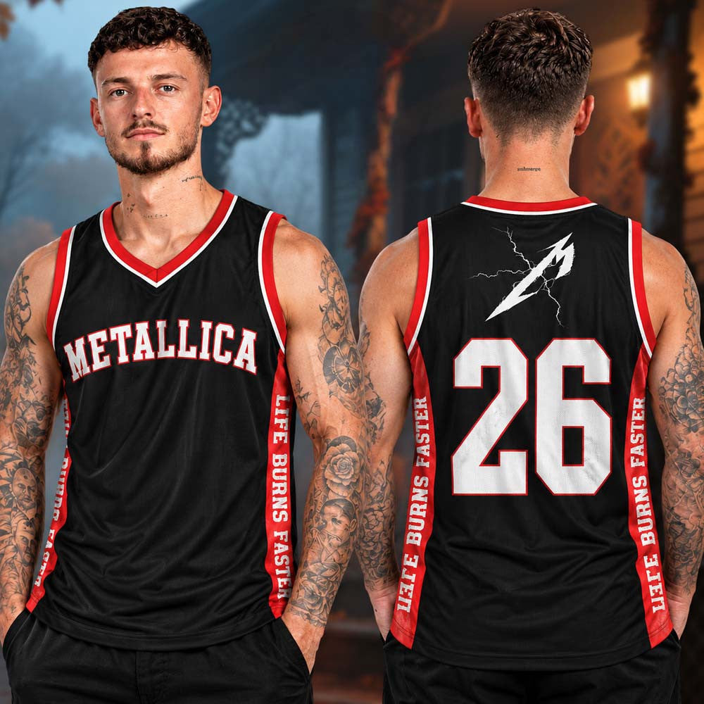 Metallica Las Vegas NV Sphere Life Burns Faster Bastketball Jersey Metallica Clothing Fan Gear - Foxy23shop