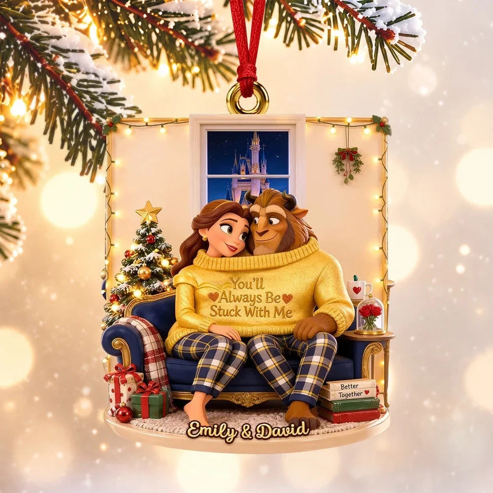 Beauty Beast Belle Couple Christmas Ornament Funny Xmas Decor Gifts For Couples - Foxy23shop