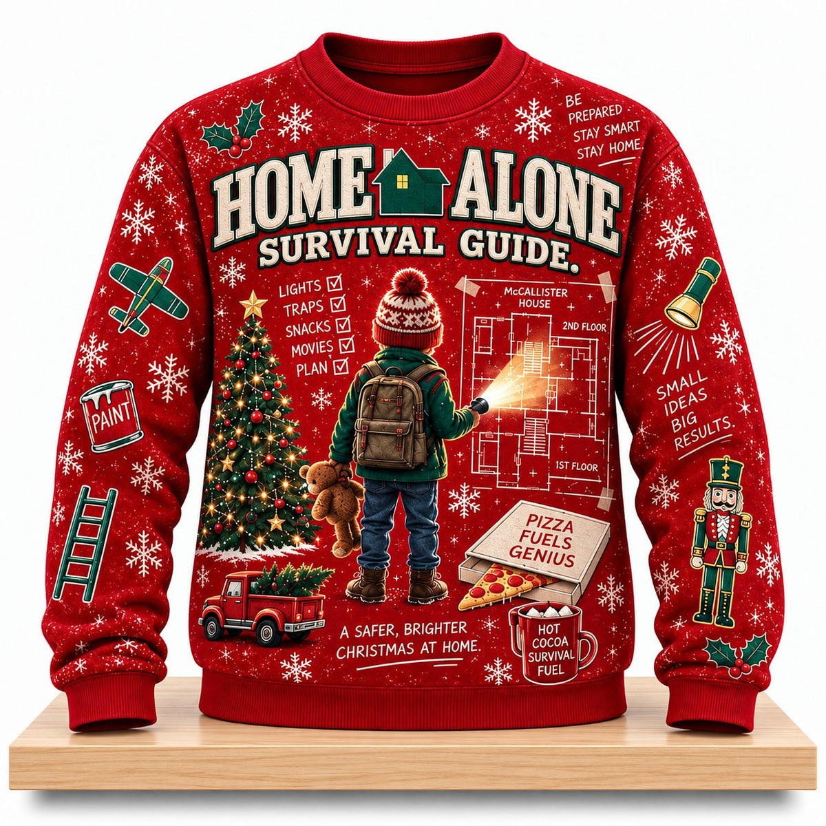 Home Alone Survival Guide 2026 Ugly Christmas Sweatshirt Christmas Merch Gifts For Brother - Foxy23shop