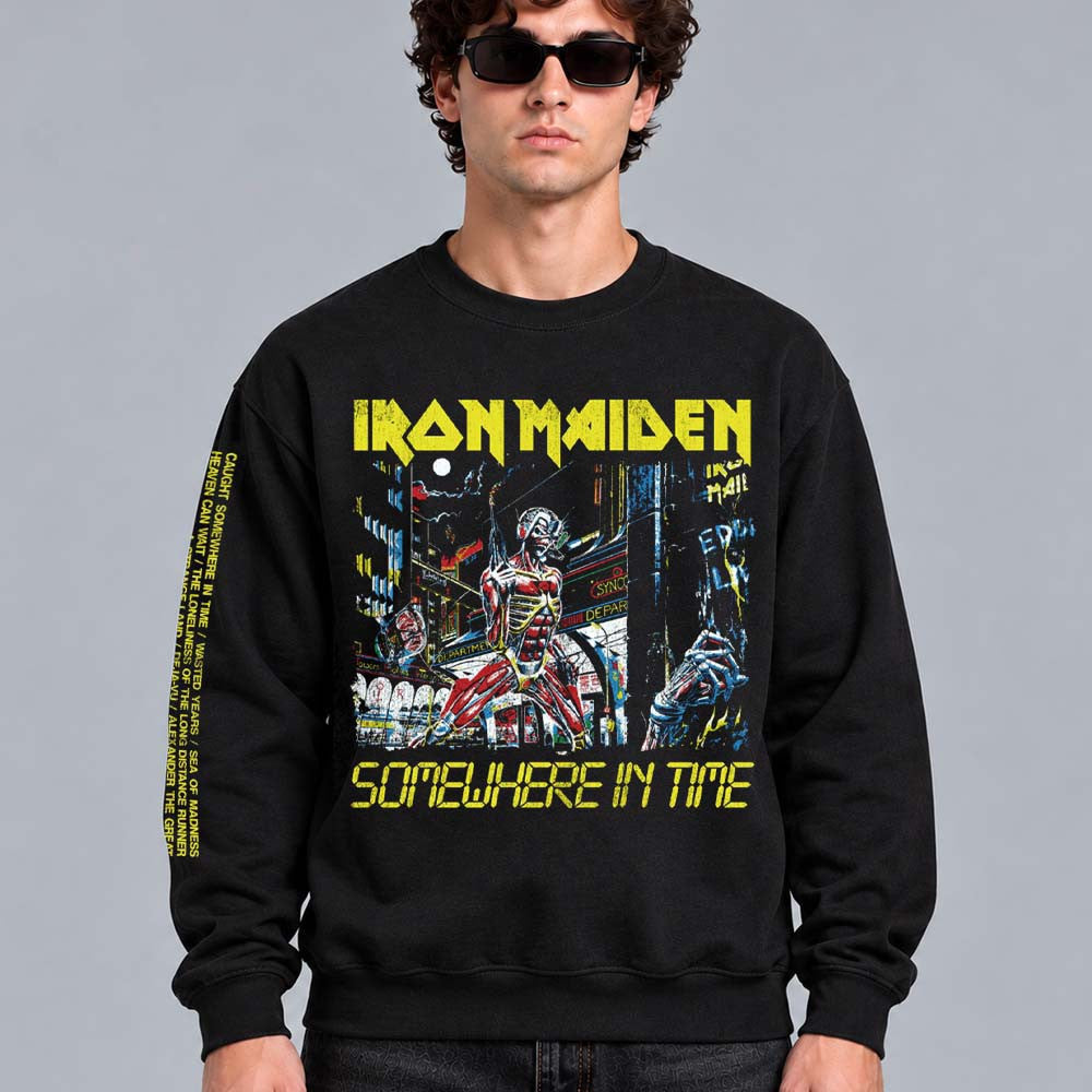 Iron Maiden Merch Somewhere In Time 40th Anniversary Sweatshirt Iron Maiden Apparel Rock Fan Gifts - Foxy23shop