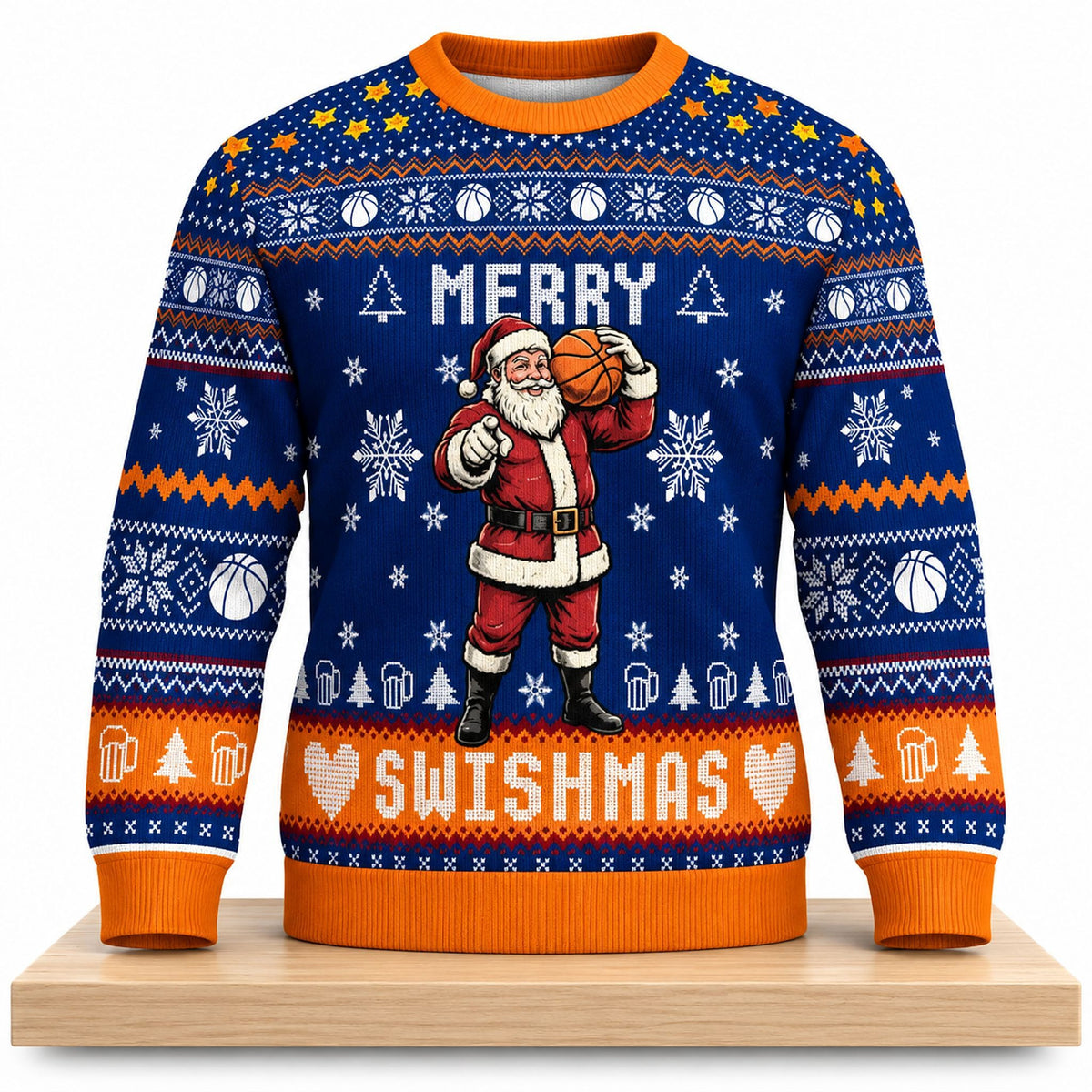Merry Swishmas Santa Basketball Christmas Ugly Sweater Funny Xmas Apparel Gifts Idea - Foxy23shop