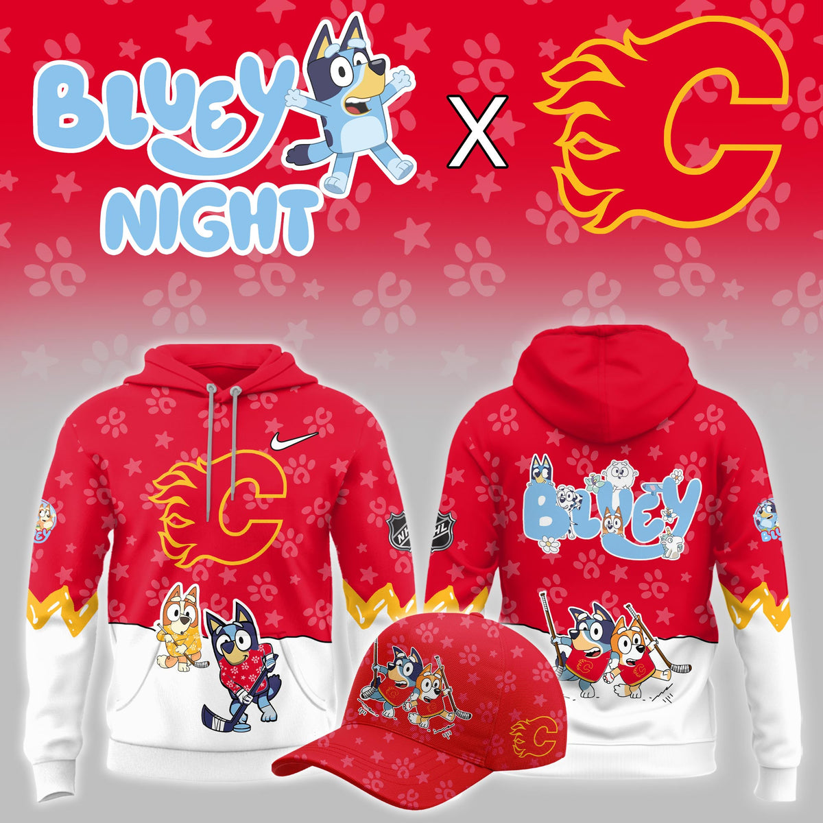 Calgary Flames 2026 NHL Bluey Night Hoodie Calgary Flames Apparel Fan Gear - Foxy23shop