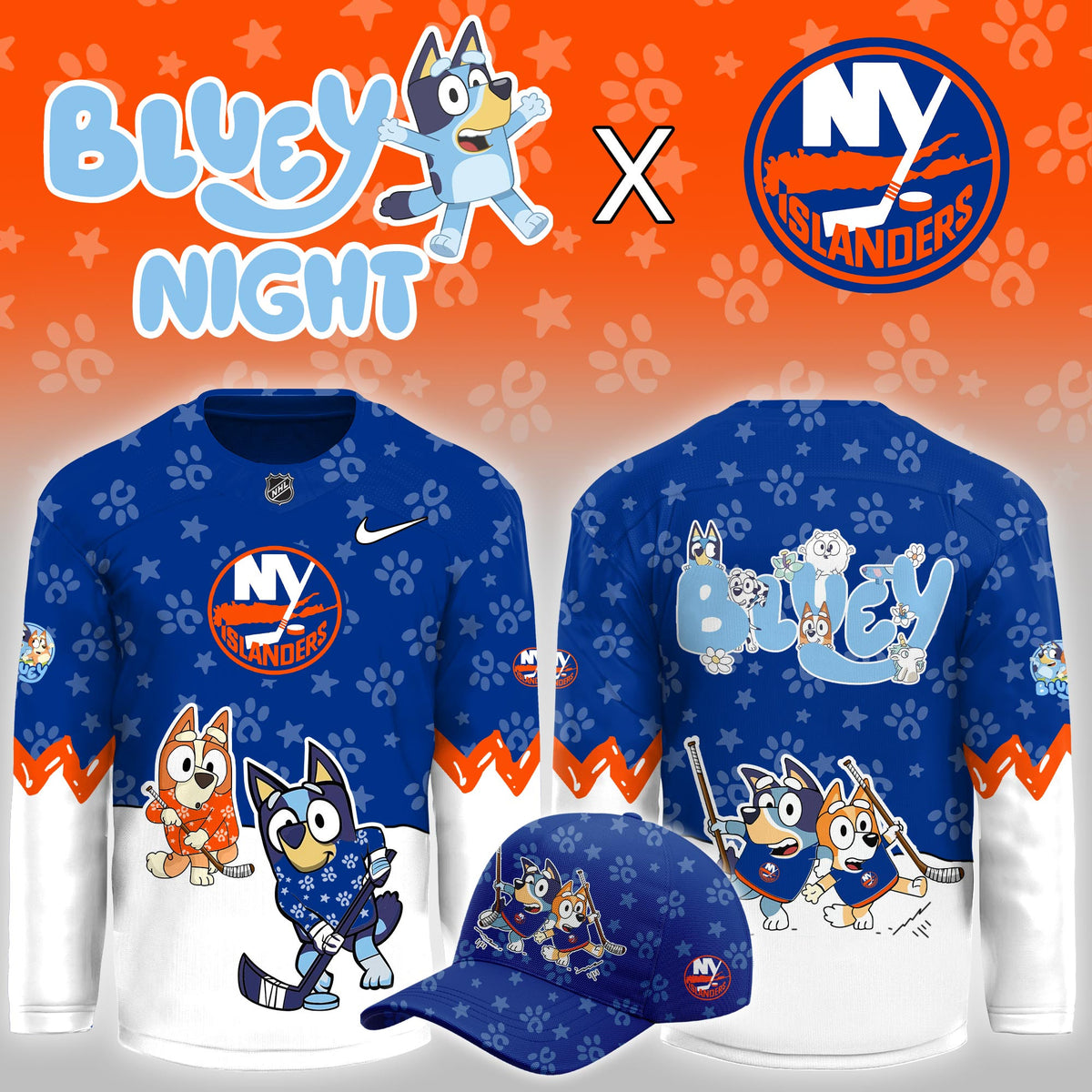 New York Islanders Merch 2026 NHL Bluey Night Hockey Jersey Best Hockey Fans Gifts - Foxy23shop