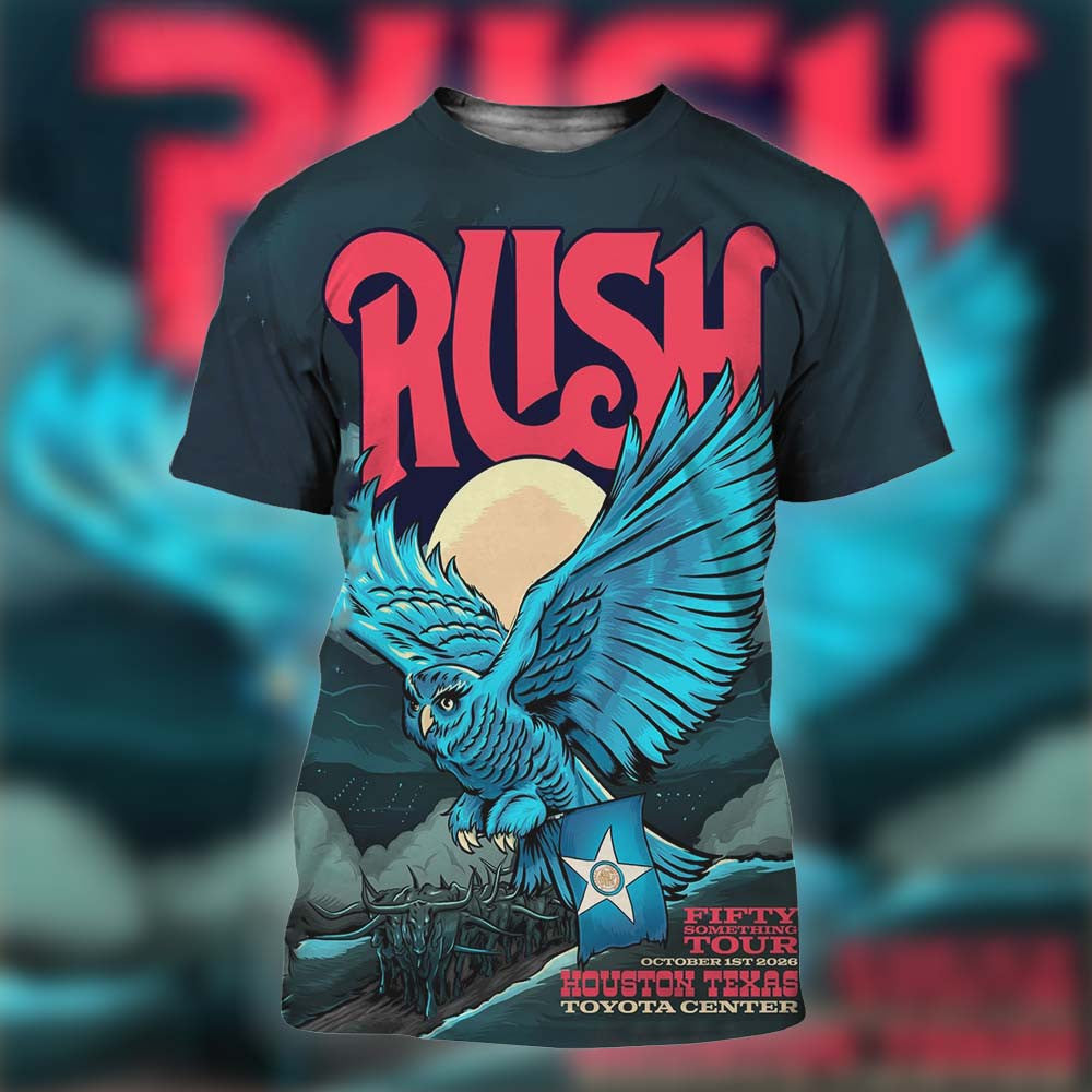 Rush Houston TX Event Poster T-Shirt Rush Concert Outfits Rock Lover Gifts - Foxy23shop