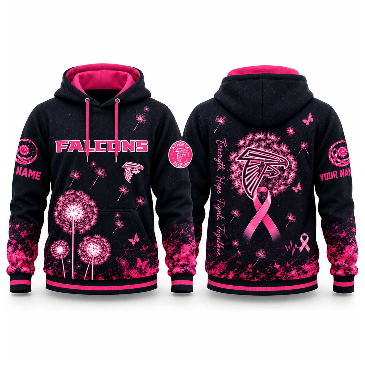 Atlanta Falcons Merch 2026 NFL Breast Cancer Awareness Hoodie Atlanta Falcons Hooded Sweatshirt - Foxy23shop
