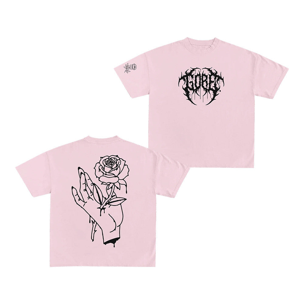 Gore Merch Pink Hand Rose T-Shirt Gore Clothing Music Lovers Gifts - Foxy23shop