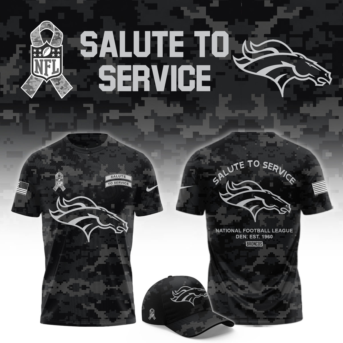 Denver Broncos Merch 2026 NFL Salute To Service T-Shirt 2026 Broncos Apparel Fan Gear - Foxy23shop