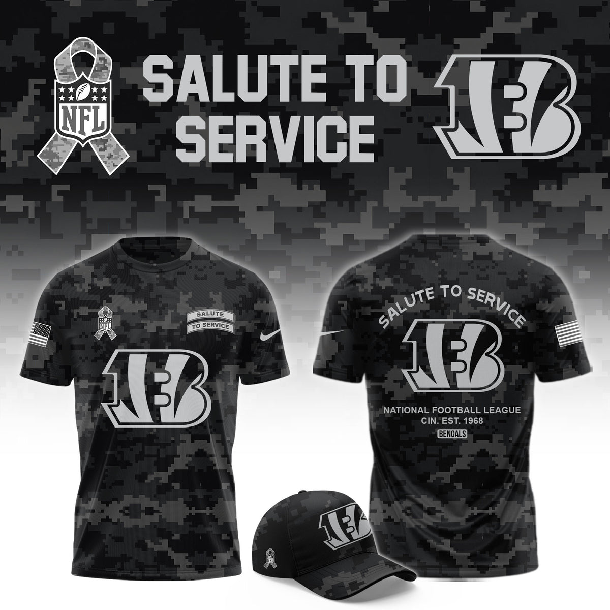 Cincinnati Bengals Merch 2026 NFL Salute To Service T-Shirt Presents For Football Fan - Foxy23shop