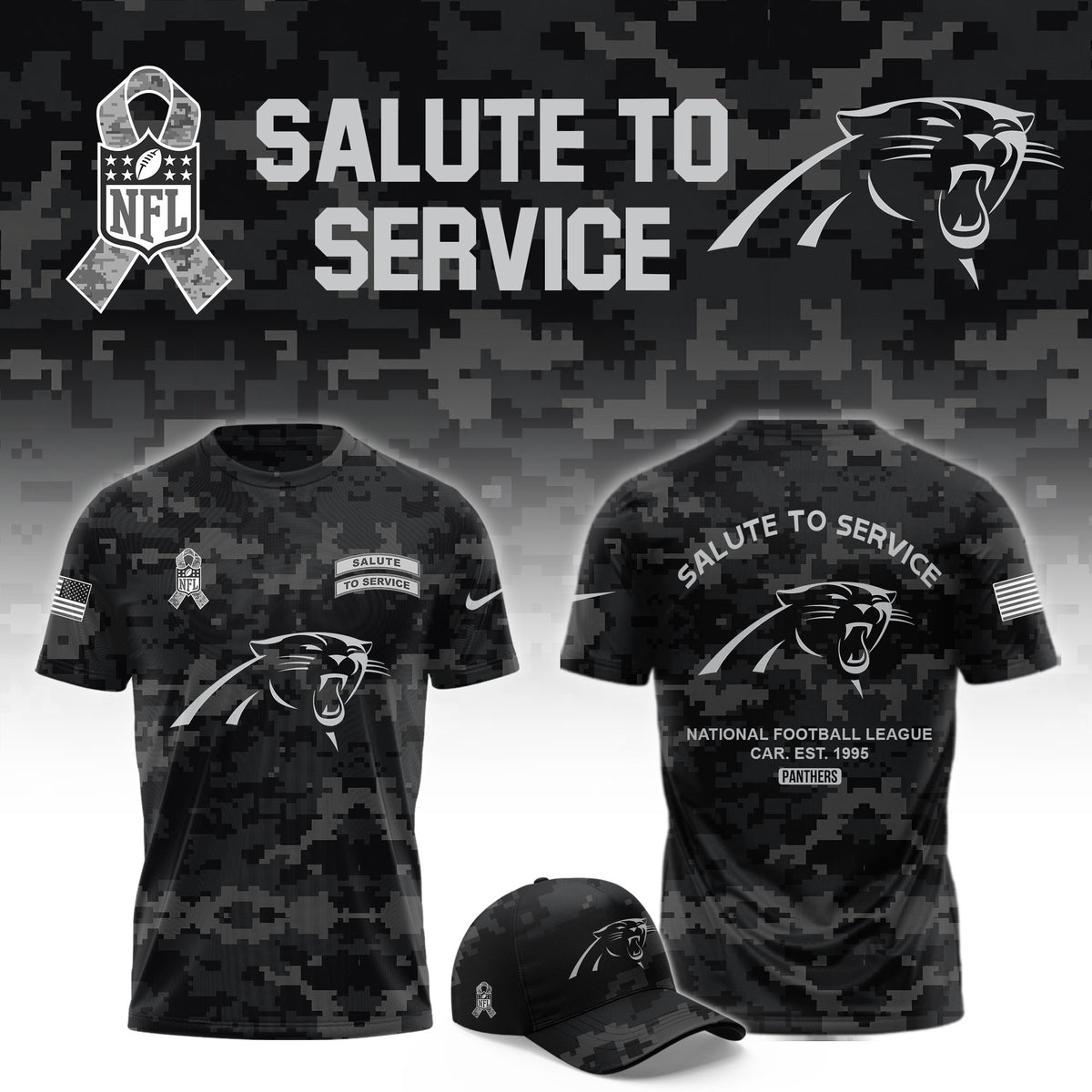 Carolina Panthers Merch 2026 NFL Salute To Service T-Shirt Gifts For Panthers Fans - Foxy23shop