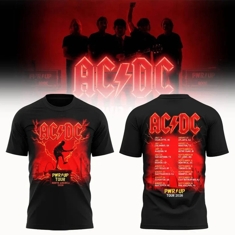 AC DC Merch Angus North America PWR Up Tour T-Shirt Rock Lover Gifts - Foxy23shop