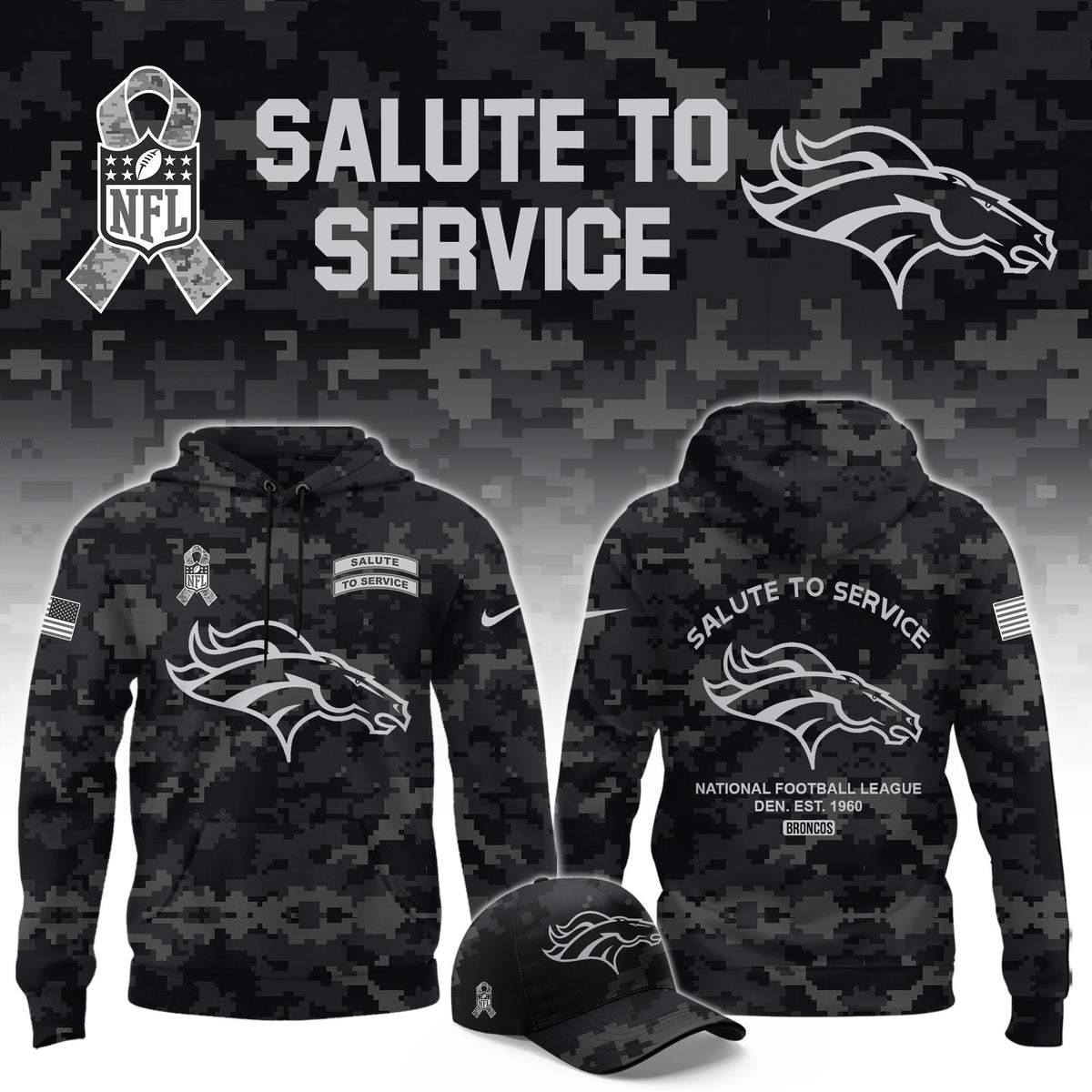Denver Broncos Merch 2026 NFL Salute To Service Hoodie 2026 NFL Game Day Outfits - Foxy23shop