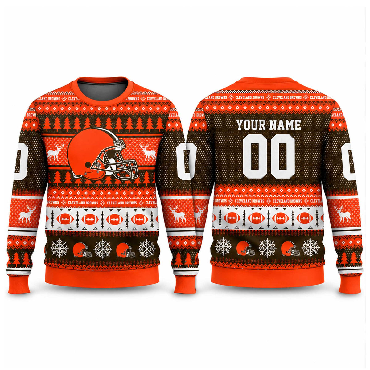 Custom Cleveland Browns Ugly Christmas Sweater Winter Apparel Xmas Gifts For Fans - Foxy23shop