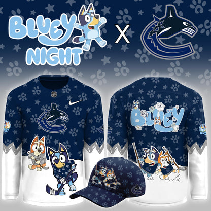 Vancouver Canucks Bluey Theme Night Game Jersey Vancouver Canucks Merch Presents For Hockey Fan - Foxy23shop