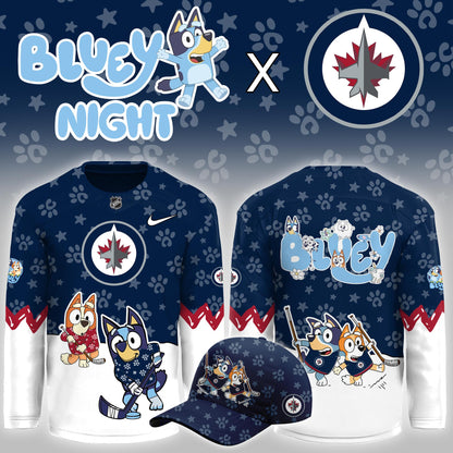 Winnipeg Jets Bluey Theme Night Game Hockey Jersey Winnipeg Jets Clothing Presents Idea For Brother - Foxy23shop